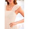 imagePRETTYGARDEN Womens Summer Midi Tulle Dress Sleeveless Smocked Square Neck Ruffle Flowy Party Wedding Guest SundressBeige