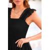imagePRETTYGARDEN Womens Summer Midi Tulle Dress Sleeveless Smocked Square Neck Ruffle Flowy Party Wedding Guest SundressBlack
