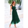 imagePRETTYGARDEN Womens Summer Midi Tulle Dress Sleeveless Smocked Square Neck Ruffle Flowy Party Wedding Guest SundressDark Green