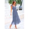 imagePRETTYGARDEN Womens Summer Midi Tulle Dress Sleeveless Smocked Square Neck Ruffle Flowy Party Wedding Guest SundressGrey Blue