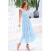imagePRETTYGARDEN Womens Summer Midi Tulle Dress Sleeveless Smocked Square Neck Ruffle Flowy Party Wedding Guest SundressLight Blue