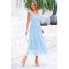 imagePRETTYGARDEN Womens Summer Midi Tulle Dress Sleeveless Smocked Square Neck Ruffle Flowy Party Wedding Guest SundressLight Blue