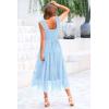 imagePRETTYGARDEN Womens Summer Midi Tulle Dress Sleeveless Smocked Square Neck Ruffle Flowy Party Wedding Guest SundressLight Blue