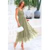 imagePRETTYGARDEN Womens Summer Midi Tulle Dress Sleeveless Smocked Square Neck Ruffle Flowy Party Wedding Guest SundressLight Green