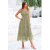 imagePRETTYGARDEN Womens Summer Midi Tulle Dress Sleeveless Smocked Square Neck Ruffle Flowy Party Wedding Guest SundressLight Green