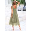 imagePRETTYGARDEN Womens Summer Midi Tulle Dress Sleeveless Smocked Square Neck Ruffle Flowy Party Wedding Guest SundressLight Green