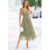imagePRETTYGARDEN Womens Summer Midi Tulle Dress Sleeveless Smocked Square Neck Ruffle Flowy Party Wedding Guest SundressLight Green