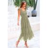 imagePRETTYGARDEN Womens Summer Midi Tulle Dress Sleeveless Smocked Square Neck Ruffle Flowy Party Wedding Guest SundressLight Green