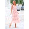 imagePRETTYGARDEN Womens Summer Midi Tulle Dress Sleeveless Smocked Square Neck Ruffle Flowy Party Wedding Guest SundressLight Pink