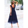 imagePRETTYGARDEN Womens Summer Midi Tulle Dress Sleeveless Smocked Square Neck Ruffle Flowy Party Wedding Guest SundressNavy