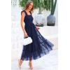 imagePRETTYGARDEN Womens Summer Midi Tulle Dress Sleeveless Smocked Square Neck Ruffle Flowy Party Wedding Guest SundressNavy