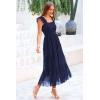 imagePRETTYGARDEN Womens Summer Midi Tulle Dress Sleeveless Smocked Square Neck Ruffle Flowy Party Wedding Guest SundressNavy