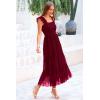 imagePRETTYGARDEN Womens Summer Midi Tulle Dress Sleeveless Smocked Square Neck Ruffle Flowy Party Wedding Guest SundressWine Red