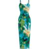 imagePRETTYGARDEN Wedding Guest Dresses for Women 2025 Summer Trendy Floral Spaghetti Strap Ruched Mesh Bodycon Long Maxi DressFloral Green