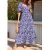 imagePRETTYGARDEN Womens Dresses 2025 Puff Sleeve Floral Casual Summer Dresses Smocked Backless Beach Flowy Tiered Maxi DressBlack Blue Flower