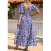 imagePRETTYGARDEN Womens Dresses 2025 Puff Sleeve Floral Casual Summer Dresses Smocked Backless Beach Flowy Tiered Maxi DressBlack Blue Flower