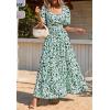 imagePRETTYGARDEN Womens Dresses 2025 Puff Sleeve Floral Casual Summer Dresses Smocked Backless Beach Flowy Tiered Maxi DressBlack Green Flower