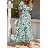 imagePRETTYGARDEN Womens Dresses 2025 Puff Sleeve Floral Casual Summer Dresses Smocked Backless Beach Flowy Tiered Maxi DressBlack Green Flower