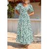 imagePRETTYGARDEN Womens Dresses 2025 Puff Sleeve Floral Casual Summer Dresses Smocked Backless Beach Flowy Tiered Maxi DressBlack Green Flower