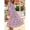 imagePRETTYGARDEN Womens Dresses 2025 Puff Sleeve Floral Casual Summer Dresses Smocked Backless Beach Flowy Tiered Maxi DressBlack Pink Flower
