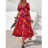 imagePRETTYGARDEN Womens Dresses 2025 Puff Sleeve Floral Casual Summer Dresses Smocked Backless Beach Flowy Tiered Maxi DressFblack Red