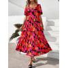 imagePRETTYGARDEN Womens Dresses 2025 Puff Sleeve Floral Casual Summer Dresses Smocked Backless Beach Flowy Tiered Maxi DressFblack Red