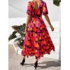 imagePRETTYGARDEN Womens Dresses 2025 Puff Sleeve Floral Casual Summer Dresses Smocked Backless Beach Flowy Tiered Maxi DressFblack Red