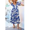 imagePRETTYGARDEN Womens Dresses 2025 Puff Sleeve Floral Casual Summer Dresses Smocked Backless Beach Flowy Tiered Maxi DressFblue White