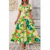 imagePRETTYGARDEN Womens Dresses 2025 Puff Sleeve Floral Casual Summer Dresses Smocked Backless Beach Flowy Tiered Maxi DressFgreen
