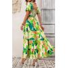 imagePRETTYGARDEN Womens Dresses 2025 Puff Sleeve Floral Casual Summer Dresses Smocked Backless Beach Flowy Tiered Maxi DressFgreen