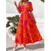 imagePRETTYGARDEN Womens Dresses 2025 Puff Sleeve Floral Casual Summer Dresses Smocked Backless Beach Flowy Tiered Maxi DressForange Rose Red