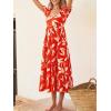 imagePRETTYGARDEN Womens Dresses 2025 Puff Sleeve Floral Casual Summer Dresses Smocked Backless Beach Flowy Tiered Maxi DressForange White