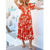 imagePRETTYGARDEN Womens Dresses 2025 Puff Sleeve Floral Casual Summer Dresses Smocked Backless Beach Flowy Tiered Maxi DressForange White