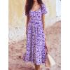 imagePRETTYGARDEN Womens Dresses 2025 Puff Sleeve Floral Casual Summer Dresses Smocked Backless Beach Flowy Tiered Maxi DressFpurple White