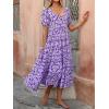 imagePRETTYGARDEN Womens Dresses 2025 Puff Sleeve Floral Casual Summer Dresses Smocked Backless Beach Flowy Tiered Maxi DressFpurple White