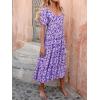 imagePRETTYGARDEN Womens Dresses 2025 Puff Sleeve Floral Casual Summer Dresses Smocked Backless Beach Flowy Tiered Maxi DressFpurple White