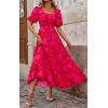 imagePRETTYGARDEN Womens Dresses 2025 Puff Sleeve Floral Casual Summer Dresses Smocked Backless Beach Flowy Tiered Maxi DressFred