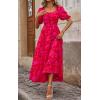 imagePRETTYGARDEN Womens Dresses 2025 Puff Sleeve Floral Casual Summer Dresses Smocked Backless Beach Flowy Tiered Maxi DressFred