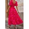imagePRETTYGARDEN Womens Dresses 2025 Puff Sleeve Floral Casual Summer Dresses Smocked Backless Beach Flowy Tiered Maxi DressFred