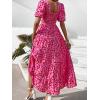 imagePRETTYGARDEN Womens Dresses 2025 Puff Sleeve Floral Casual Summer Dresses Smocked Backless Beach Flowy Tiered Maxi DressFrose Red