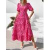 imagePRETTYGARDEN Womens Dresses 2025 Puff Sleeve Floral Casual Summer Dresses Smocked Backless Beach Flowy Tiered Maxi DressFrose Red