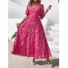 imagePRETTYGARDEN Womens Dresses 2025 Puff Sleeve Floral Casual Summer Dresses Smocked Backless Beach Flowy Tiered Maxi DressFrose Red