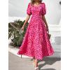 imagePRETTYGARDEN Womens Dresses 2025 Puff Sleeve Floral Casual Summer Dresses Smocked Backless Beach Flowy Tiered Maxi DressFrose Red