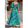 imagePRETTYGARDEN Womens Dresses 2025 Puff Sleeve Floral Casual Summer Dresses Smocked Backless Beach Flowy Tiered Maxi DressGreen Blue Flower