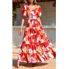 imagePRETTYGARDEN Womens Dresses 2025 Puff Sleeve Floral Casual Summer Dresses Smocked Backless Beach Flowy Tiered Maxi DressRed Multicolor Floral