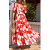 imagePRETTYGARDEN Womens Dresses 2025 Puff Sleeve Floral Casual Summer Dresses Smocked Backless Beach Flowy Tiered Maxi DressRed Multicolor Floral