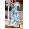 imagePRETTYGARDEN Womens Dresses 2025 Puff Sleeve Floral Casual Summer Dresses Smocked Backless Beach Flowy Tiered Maxi DressWhite Blue Flower