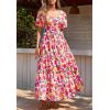 imagePRETTYGARDEN Womens Dresses 2025 Puff Sleeve Floral Casual Summer Dresses Smocked Backless Beach Flowy Tiered Maxi DressWhite Multicolored