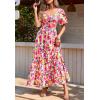 imagePRETTYGARDEN Womens Dresses 2025 Puff Sleeve Floral Casual Summer Dresses Smocked Backless Beach Flowy Tiered Maxi DressWhite Multicolored