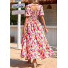 imagePRETTYGARDEN Womens Dresses 2025 Puff Sleeve Floral Casual Summer Dresses Smocked Backless Beach Flowy Tiered Maxi DressWhite Multicolored